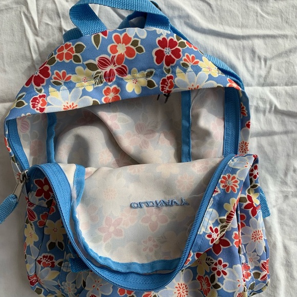 Vintage Early 2000s Old Navy Y2K Blue Colourful Tropical Floral Mini Backpack - Picture 5 of 6